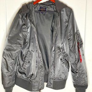 Alpha Silver Grey Industry Bomber Jacket - XL